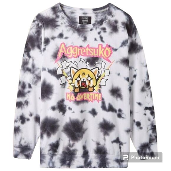 3X 22W 24W Torrid Black Pink Aggretsuko Sanrio Cozy Fleece Sweatshirt Tiedye NWT - Picture 1 of 7